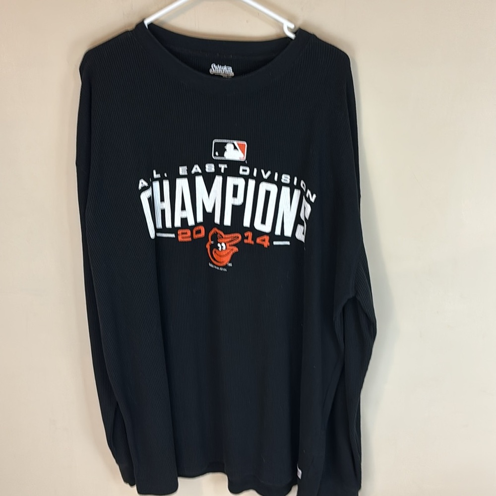 Stitches Black Thermal Baltimore Orioles Champions Shirt 2014 Size XXL